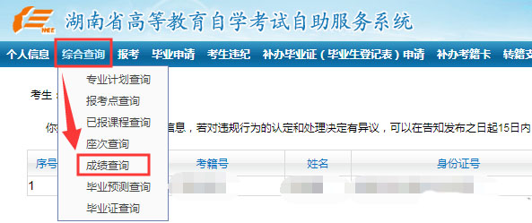 2020年10月湖南省自考查分系统(图2)