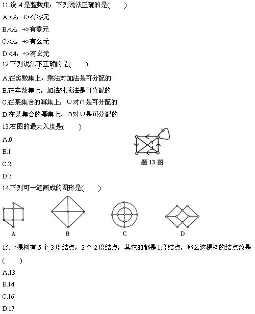全国2010年4月高等教育离散数学自考试题(图4) 全国2010年4月高等教育离散数学自考试题(图4)
