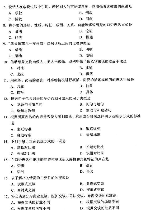 2019年4月自考公共关系口才真题(图2) 2019年4月自考公共关系口才真题(图2)