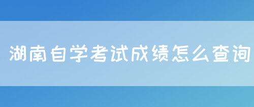 湖南自学考试成绩怎么查询
