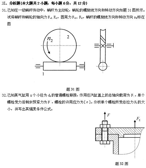全国2010年4月高等教育自学考试机械设计基础试题(图7) 全国2010年4月高等教育自学考试机械设计基础试题(图7)